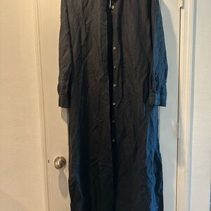 LOFT Charcoal Button-Up Dress